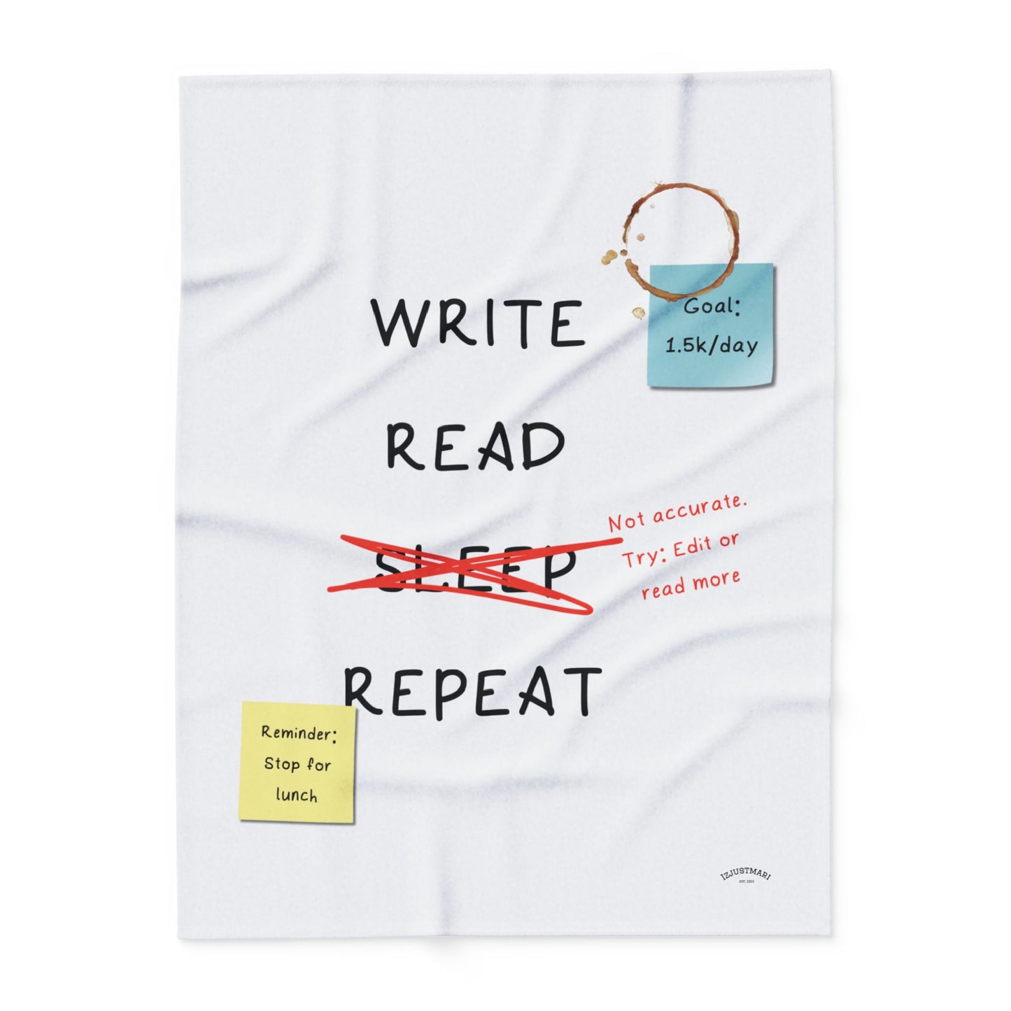 Write, Read, Sleep, Repeat Cozy Arctic Fleece Blanket – Perfect for Writers and Authors