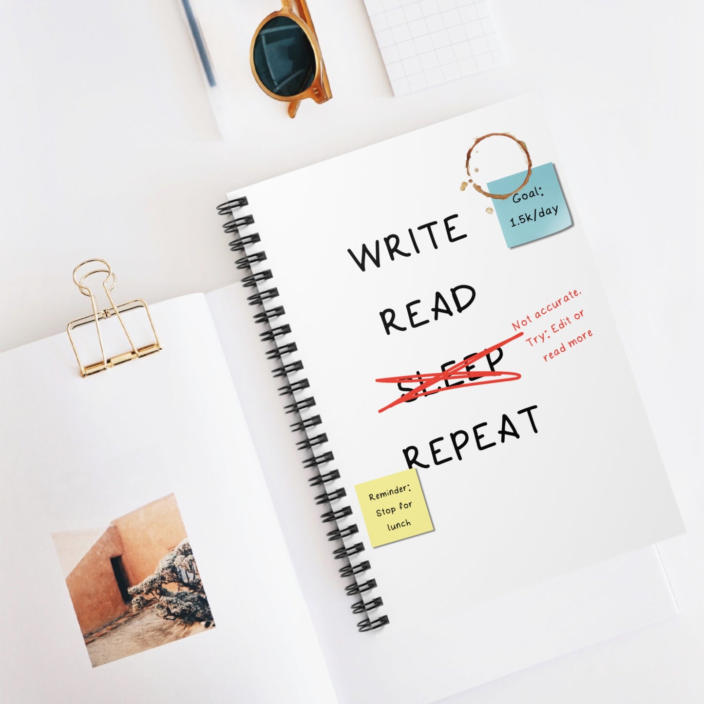 Write, Read, Sleep, Repeat Spiral Notebook | Life of a writer