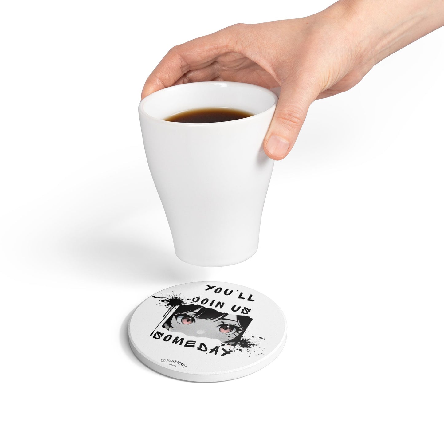 Over the Garden Wall Ceramic Coaster — "You'll Join Us Someday" Quote