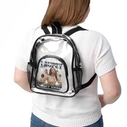 Laufey Clear Stadium Backpack with Front Graphic Pouch — Transparent Security-Approved School & Event Bag