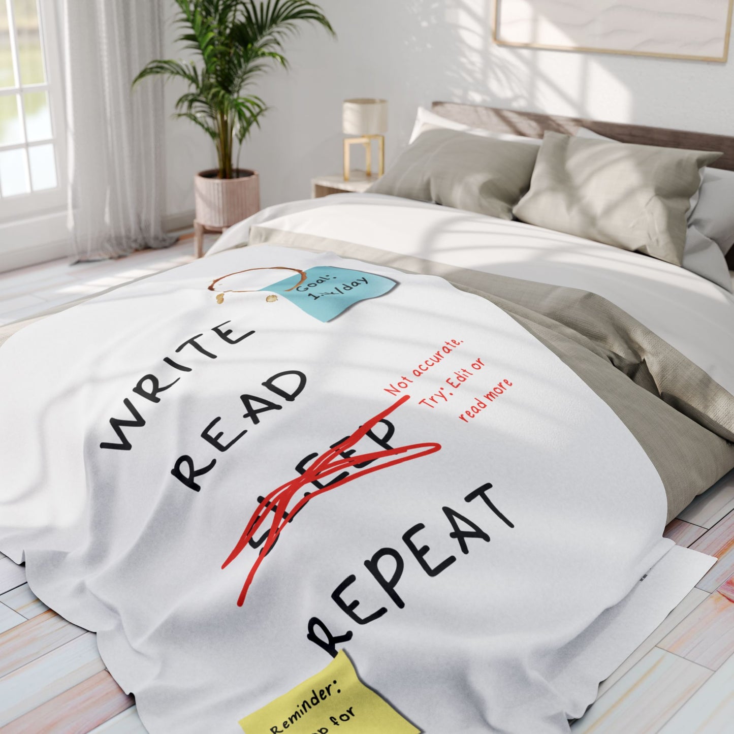 Write, Read, Sleep, Repeat Cozy Arctic Fleece Blanket – Perfect for Writers and Authors