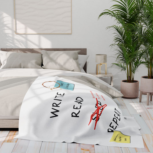 Write, Read, Sleep, Repeat Cozy Arctic Fleece Blanket – Perfect for Writers and Authors