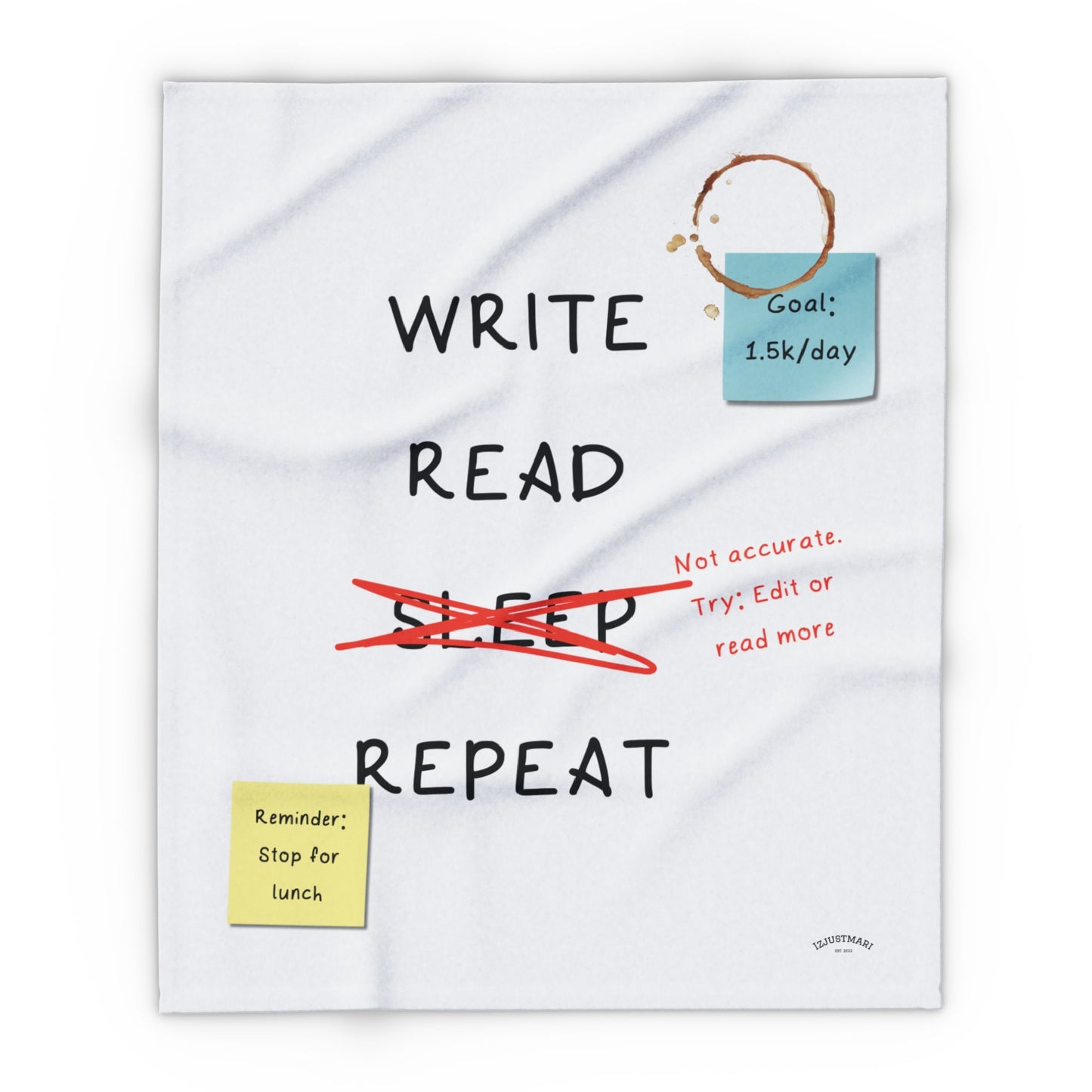 Write, Read, Sleep, Repeat Cozy Arctic Fleece Blanket – Perfect for Writers and Authors