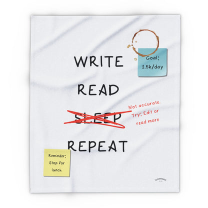 Write, Read, Sleep, Repeat Cozy Arctic Fleece Blanket – Perfect for Writers and Authors