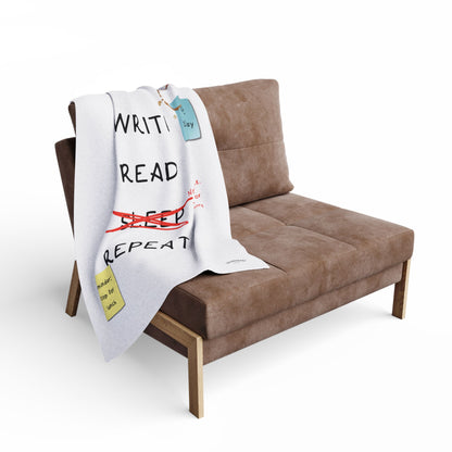 Write, Read, Sleep, Repeat Cozy Arctic Fleece Blanket – Perfect for Writers and Authors