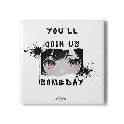 Over the Garden Wall Ceramic Coaster — "You'll Join Us Someday" Quote