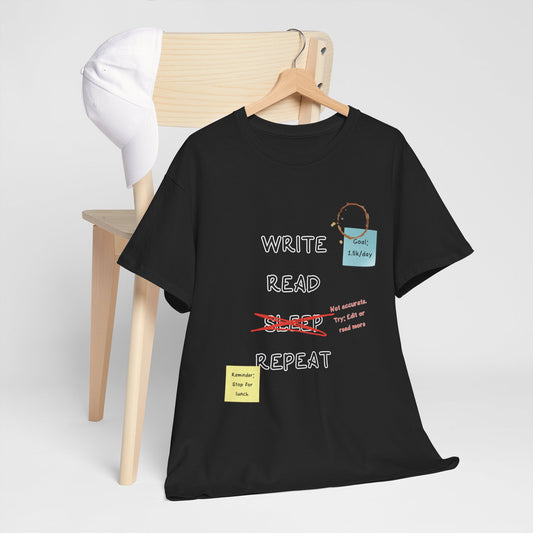 Write, Read, Sleep, Repeat Tee - Perfect for Book Lovers, Creative Minds, and Gift for Writers, Read Addicts, and Educators