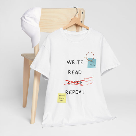 Write, Read, Sleep, Repeat Tee - Perfect for Book Lovers, Creative Minds, and Gift for Writers, Read Addicts, and Educators
