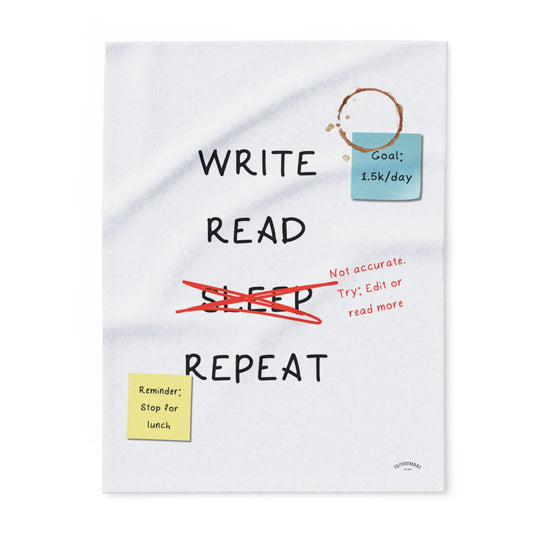 Write, Read, Sleep, Repeat Cozy Arctic Fleece Blanket – Perfect for Writers and Authors