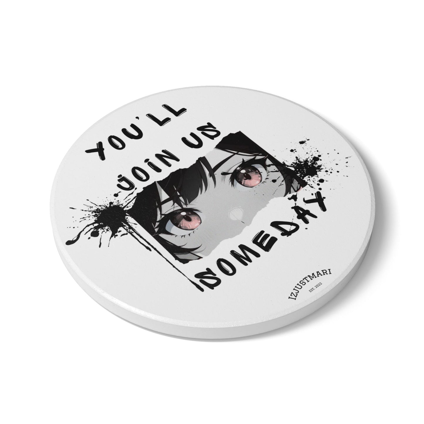 Over the Garden Wall Ceramic Coaster — "You'll Join Us Someday" Quote