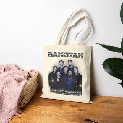BTS Vintage Portrait Graphic Canvas Tote